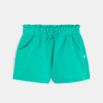 شورت من قماش خفيف أخضر بخصر عالي للطفلة الرضيعة